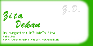 zita dekan business card